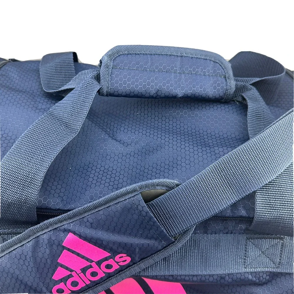 Adidas Defender II Duffel Bag Small Gym Sports Travel Carry On Navy Blue Pink